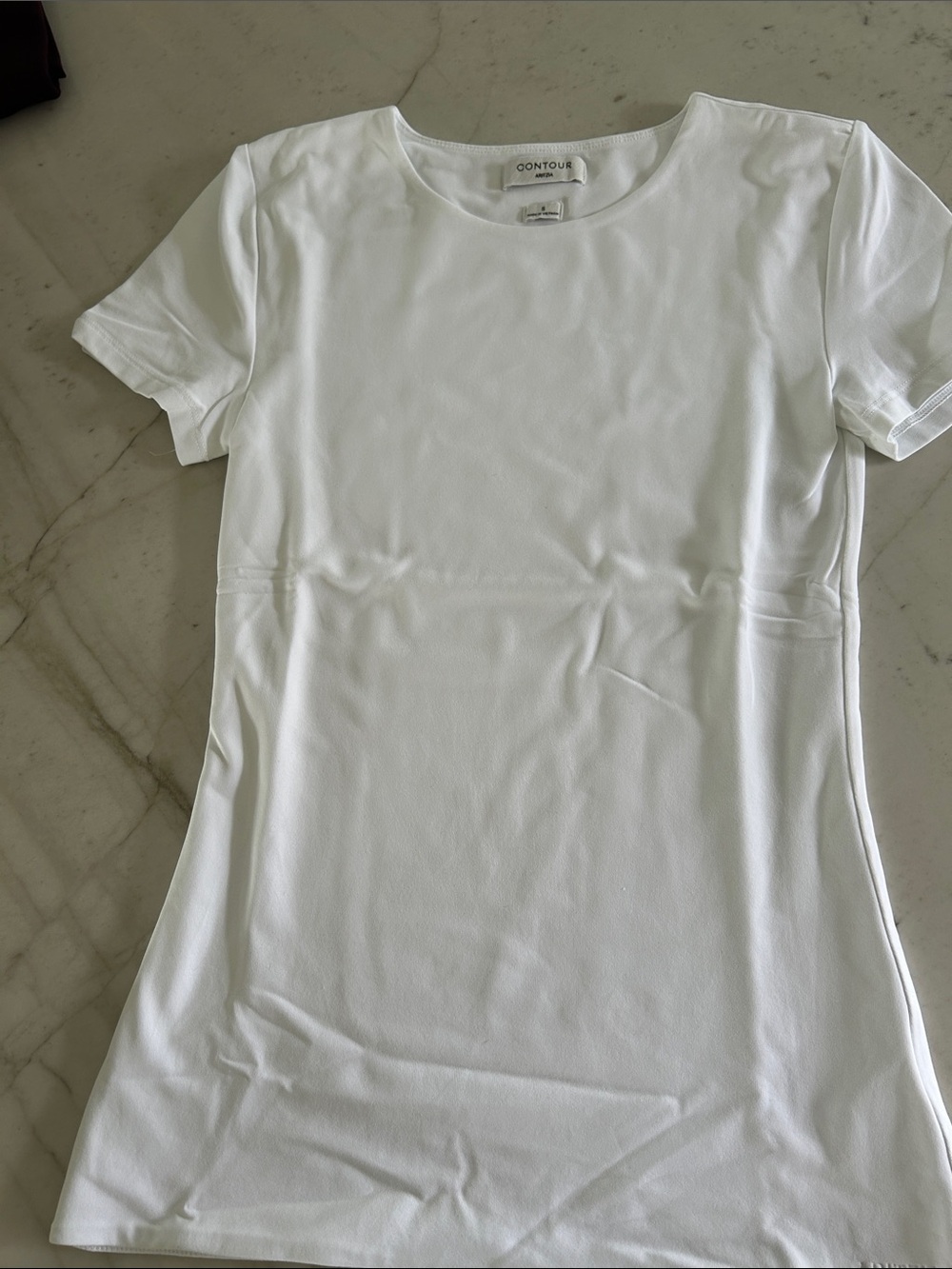 Aritzia Contour White Short-Sleeve Crewneck Tee - Hip Length